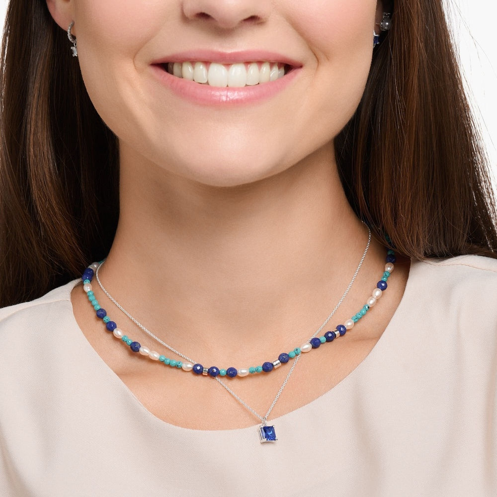 STERLING SILVER SAPPHIRE BLUE PENDANT ON SILVER CHAIN