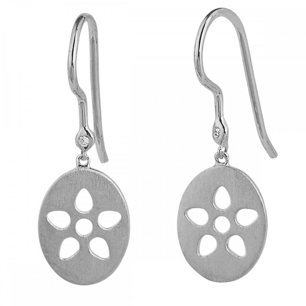STERLING SILVER SIGNATURE OPEN FLOWER DROPPER EARRINGS