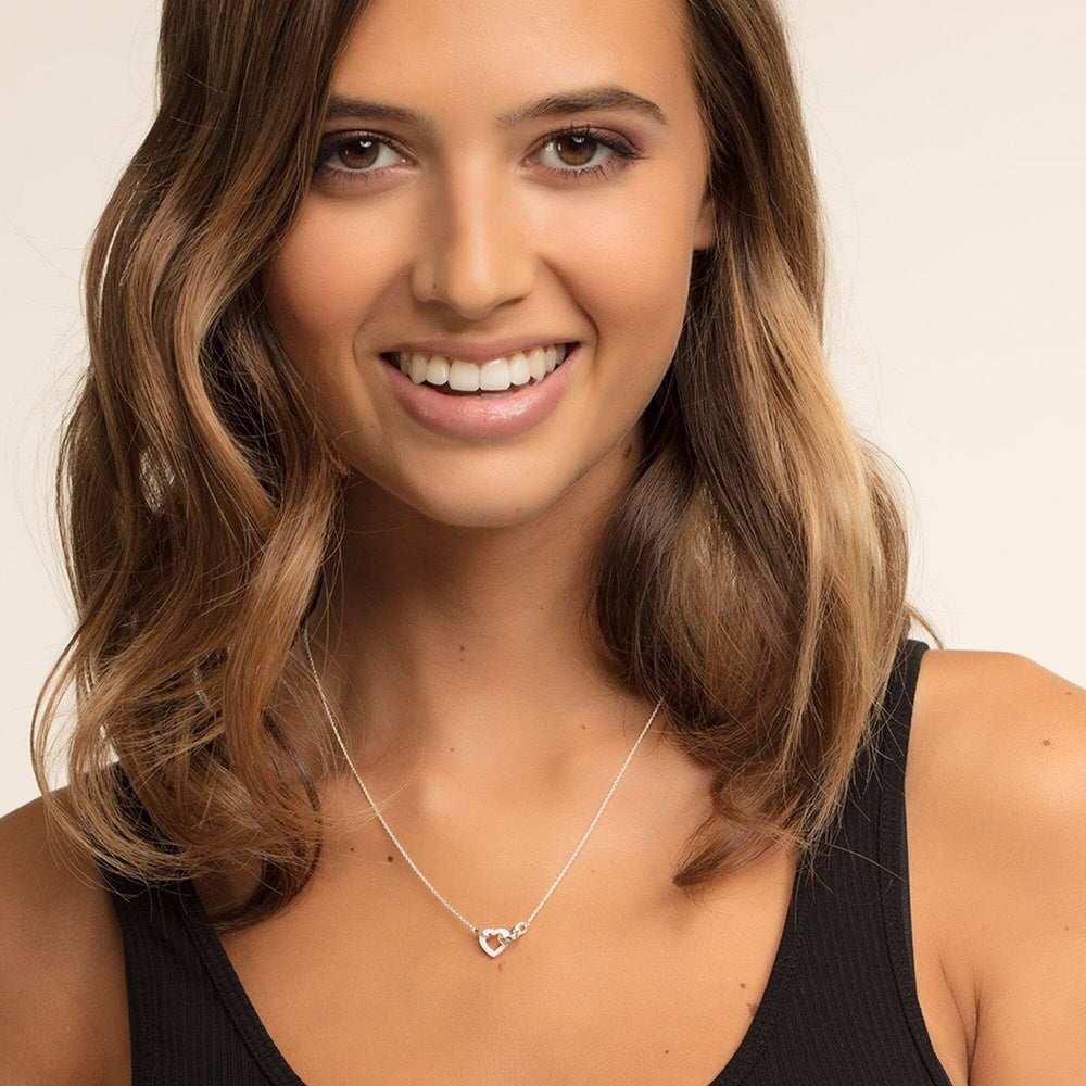 STERLING SILVER SMALL HEART TOGETHER FOREVER NECKLACE 