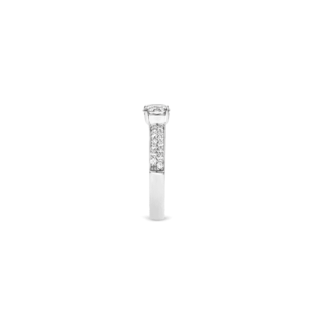 STERLING SILVER SOLITAIRE CUBIC ZIRCONIA WITH PAVE SET SHOULDERS
