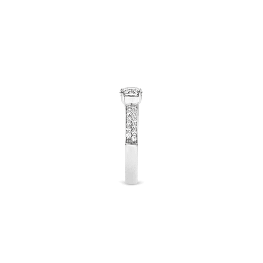 STERLING SILVER SOLITAIRE CUBIC ZIRCONIA WITH PAVE SET SHOULDERS