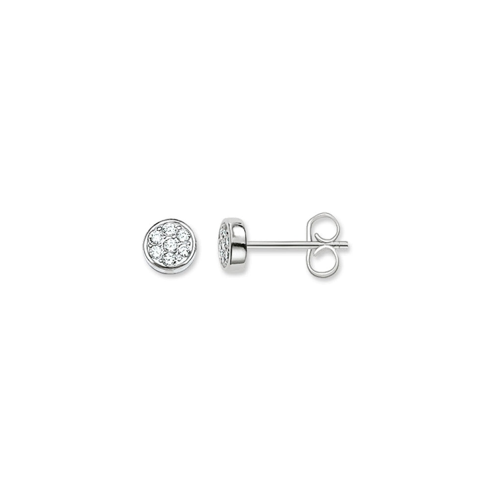 STERLING SILVER SPARKLING CIRCLE STUD EARRINGS
