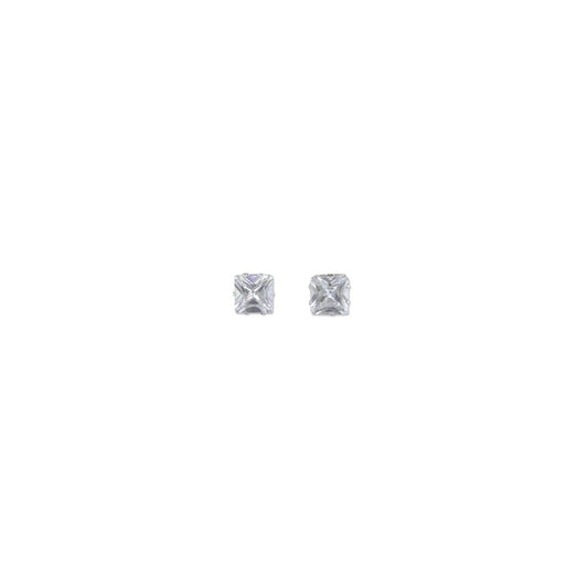 STERLING SILVER SQUARE CUBIC ZIRCONIA STUD EARRINGS