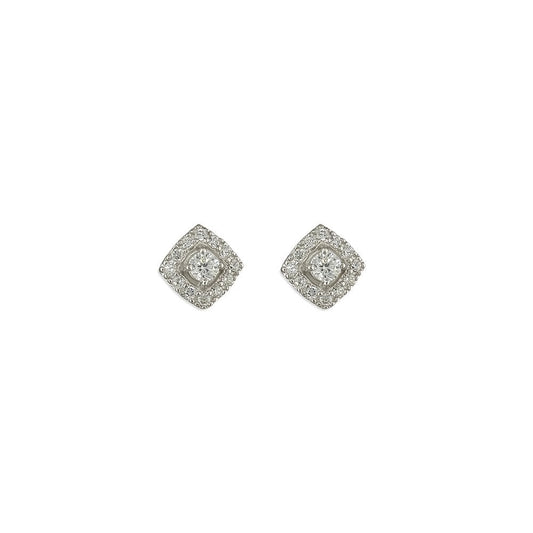 STERLING SILVER SQUARE HALO STUD EARRINGS