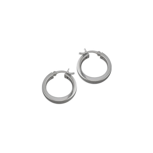 STERLING SILVER SQUARE TUBE CREOLE HOOP EARRINGS