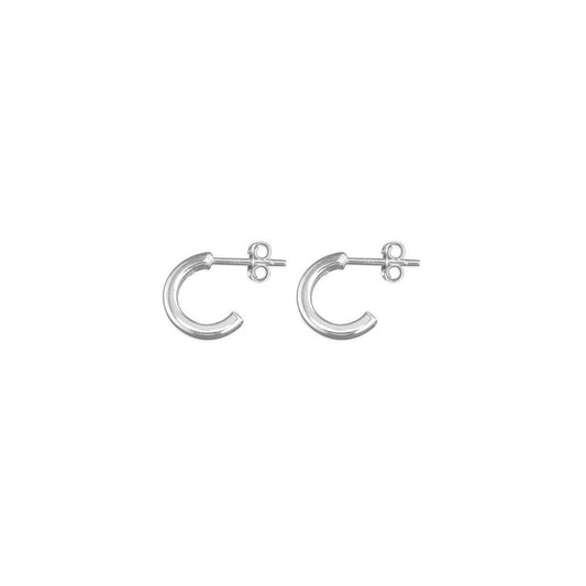 STERLING SILVER SQUARE-TUBED HOOP STUD EARRINGS