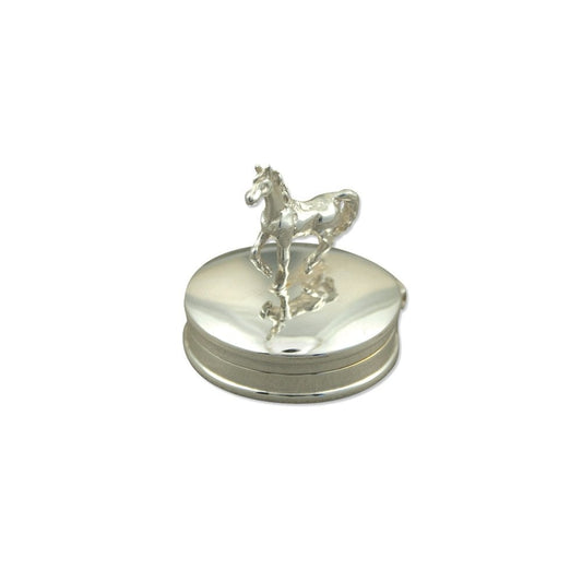 STERLING SILVER STANDING HORSE ON TRINKET BOX