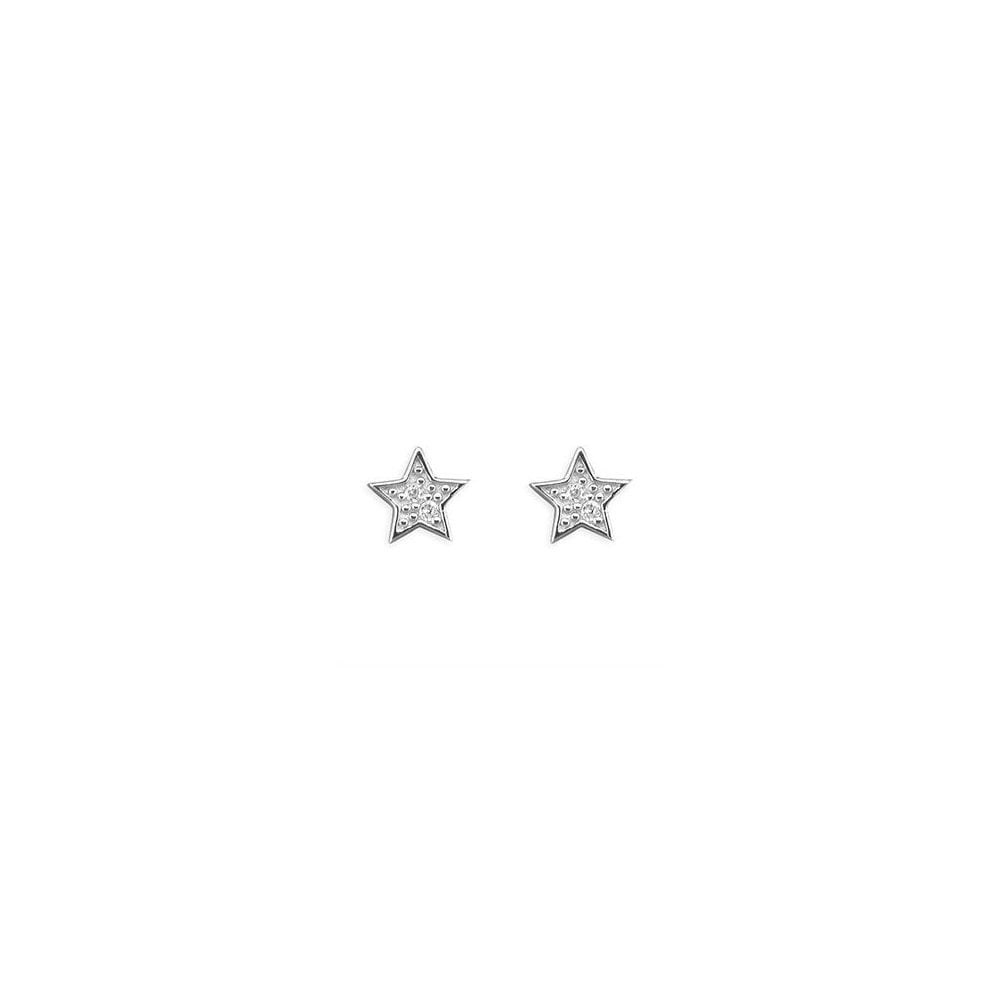 STERLING SILVER STAR CUBIC ZIRCONIA STUD EARRINGS