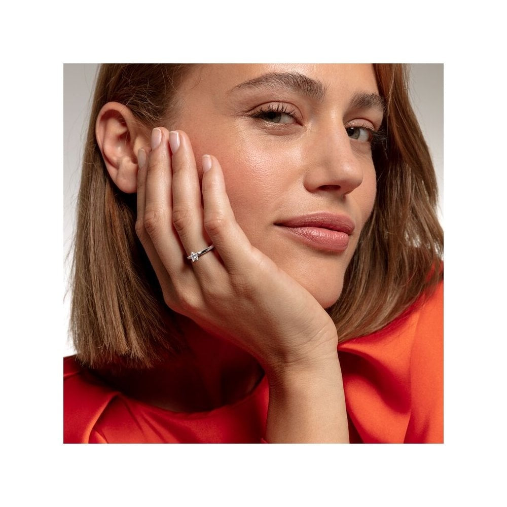 STERLING SILVER STAR SHAPED CUBIC ZIRCONIA RING