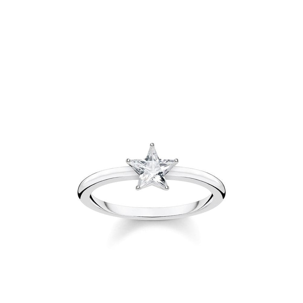 STERLING SILVER STAR SHAPED CUBIC ZIRCONIA RING