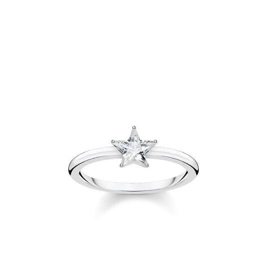 STERLING SILVER STAR SHAPED CUBIC ZIRCONIA RING