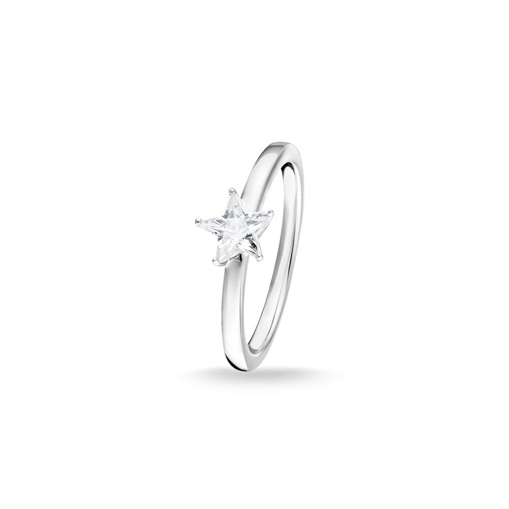 STERLING SILVER STAR SHAPED CUBIC ZIRCONIA RING