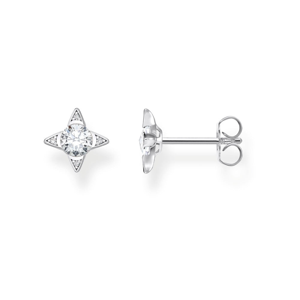 STERLING SILVER STAR SHAPED CUBIC ZIRCONIA STUD EARRINGS