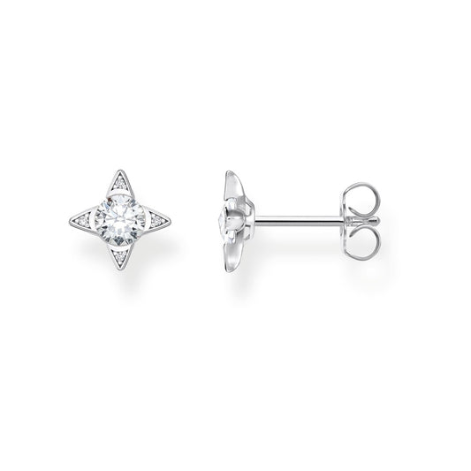 STERLING SILVER STAR SHAPED CUBIC ZIRCONIA STUD EARRINGS