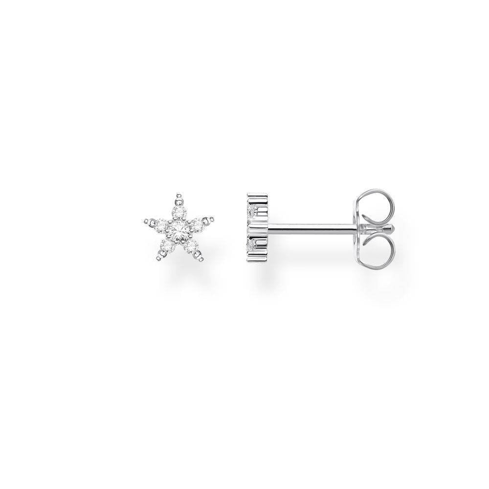 STERLING SILVER STAR STUD EARRINGS WITH CUBIC ZIRCONIA