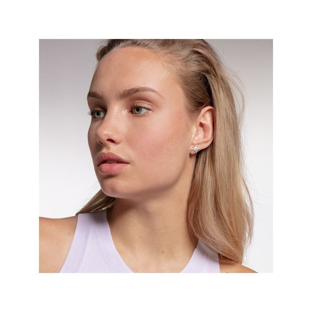STERLING SILVER STAR STUD EARRINGS WITH ZIRCONIA