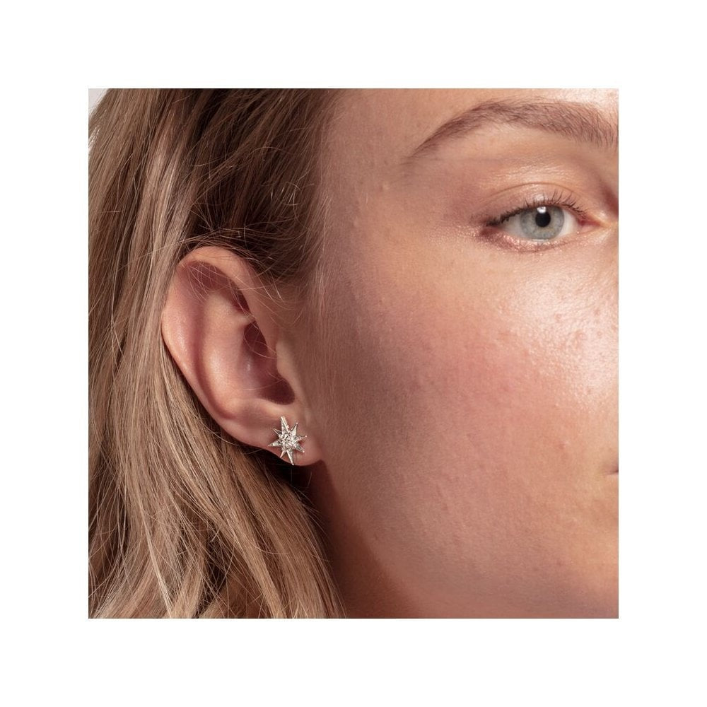 STERLING SILVER STAR STUD EARRINGS WITH ZIRCONIA