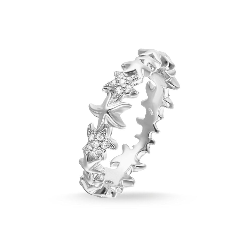 STERLING SILVER STARFISH RING WITH ZIRCONIA