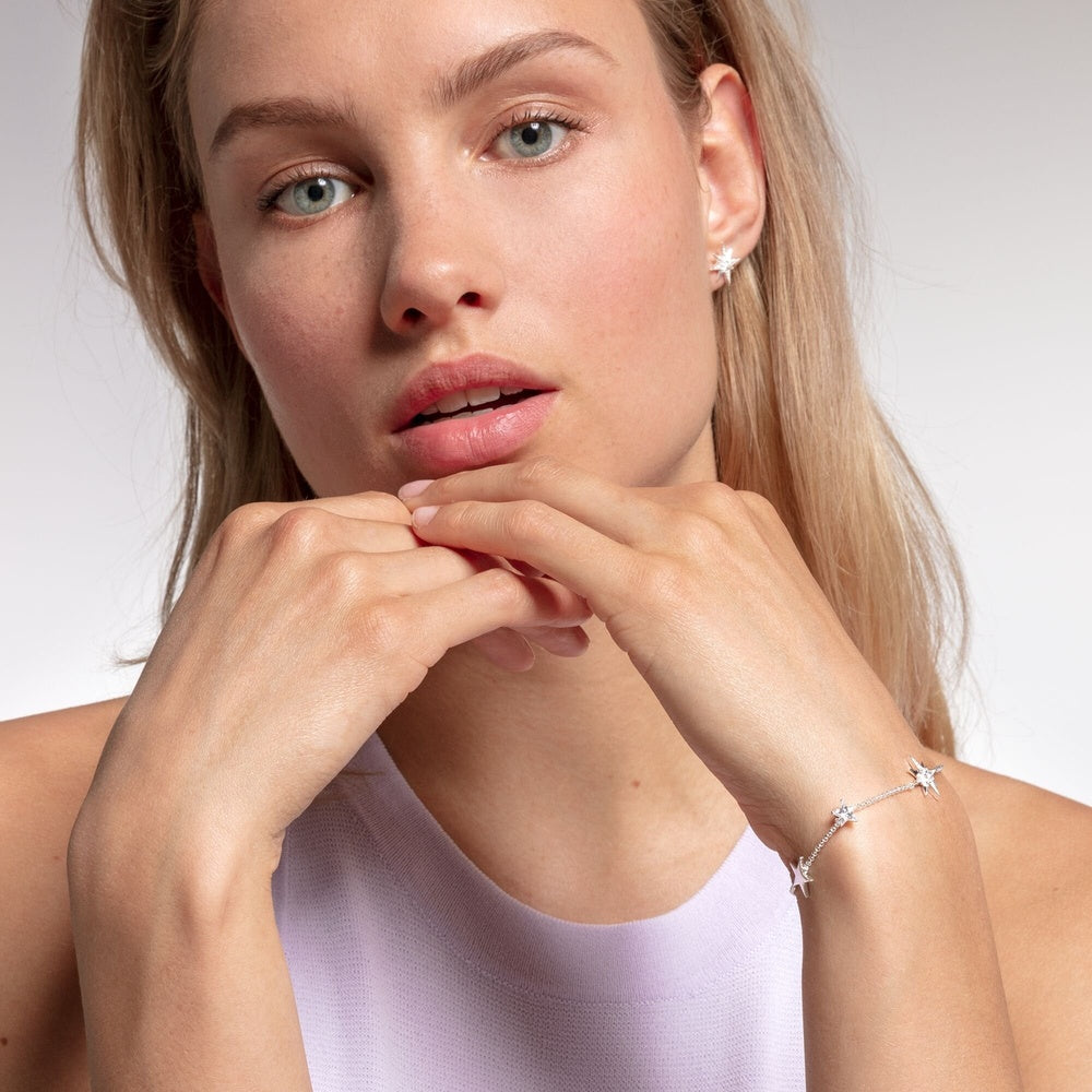STERLING SILVER STARS BRACELET WITH ZIRCONIA