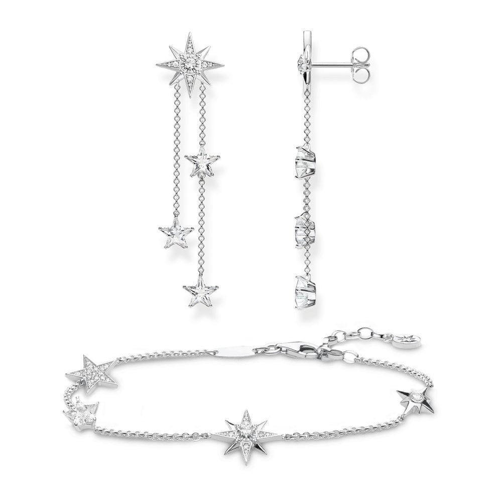 STERLING SILVER STARS BRACELET WITH ZIRCONIA