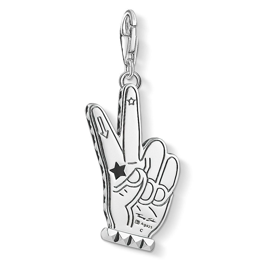 STERLING SILVER "STAY TRUE" PEACE HAND CHARM PENDANT WITH PINK, BLACK, BLUE & RED ENAMEL