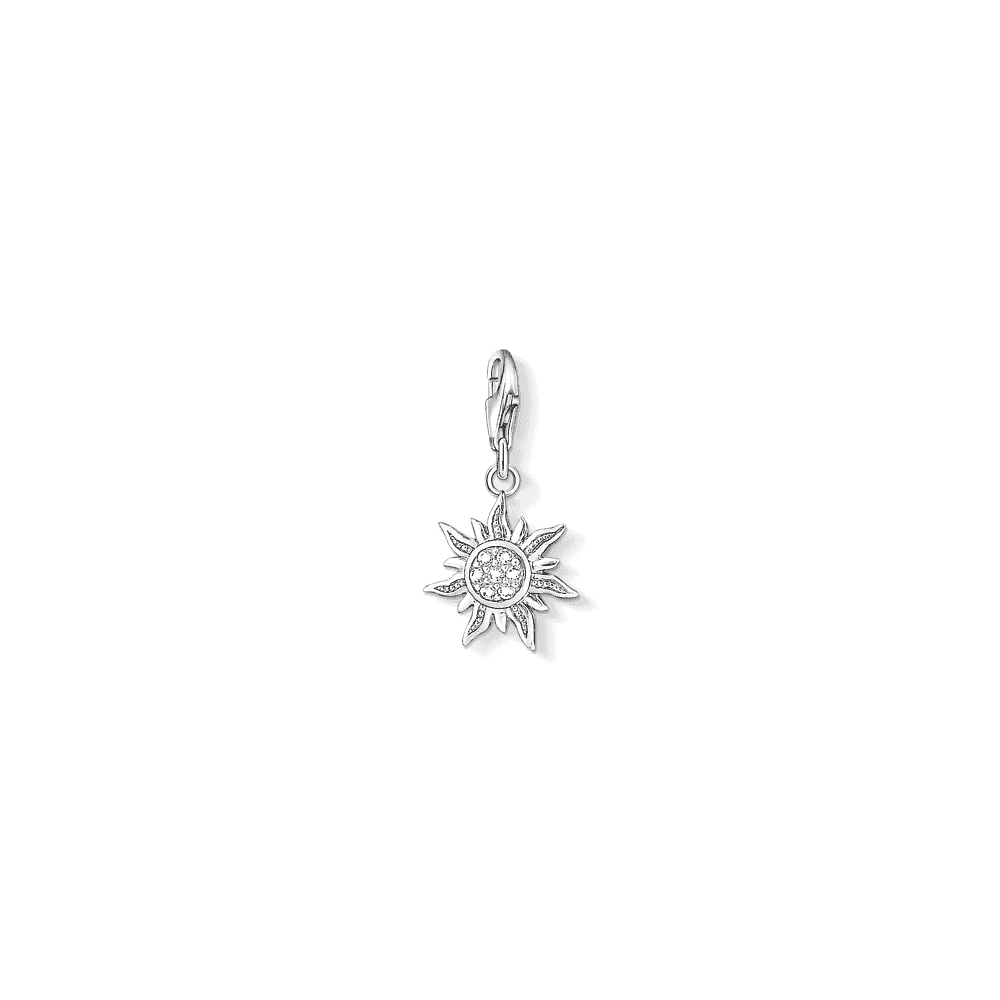 STERLING SILVER SUN CHARM PENDANT WITH ZIRCONIA