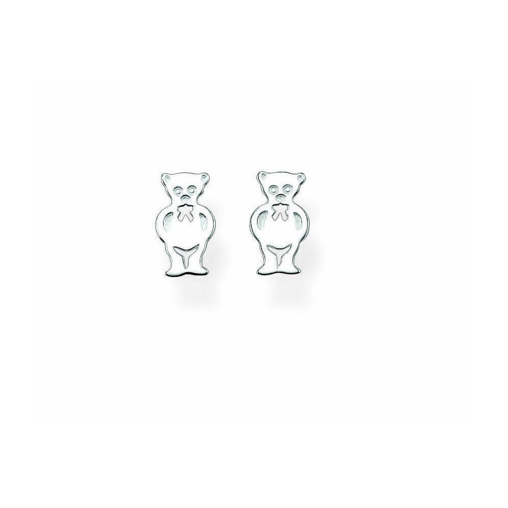 STERLING SILVER TEDDY BEAR STUD EARRINGS WITH BLACK NOSE