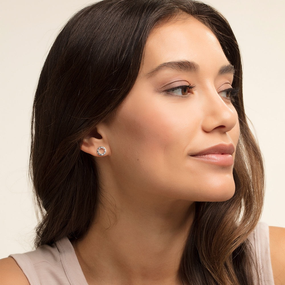 STERLING SILVER TOGETHER CIRCLE STUD EARRINGS