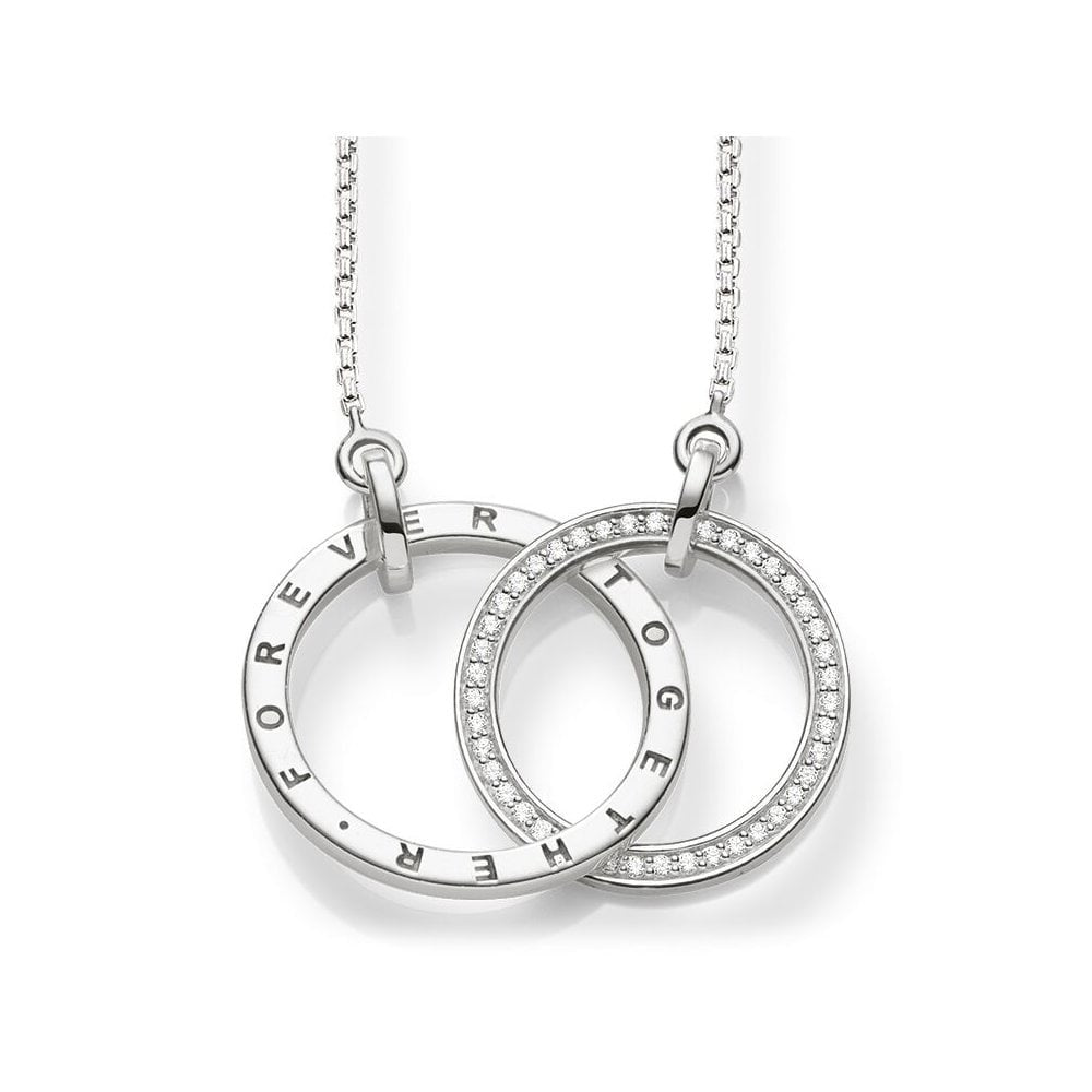 STERLING SILVER "TOGETHER FOREVER" NECKLACE WITH CUBIC ZIRCONIA
