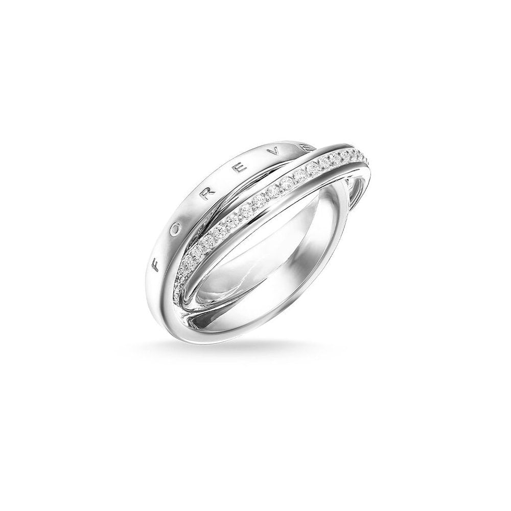 STERLING SILVER "TOGETHER FOREVER" RING WITH CUBIC ZIRCONIA