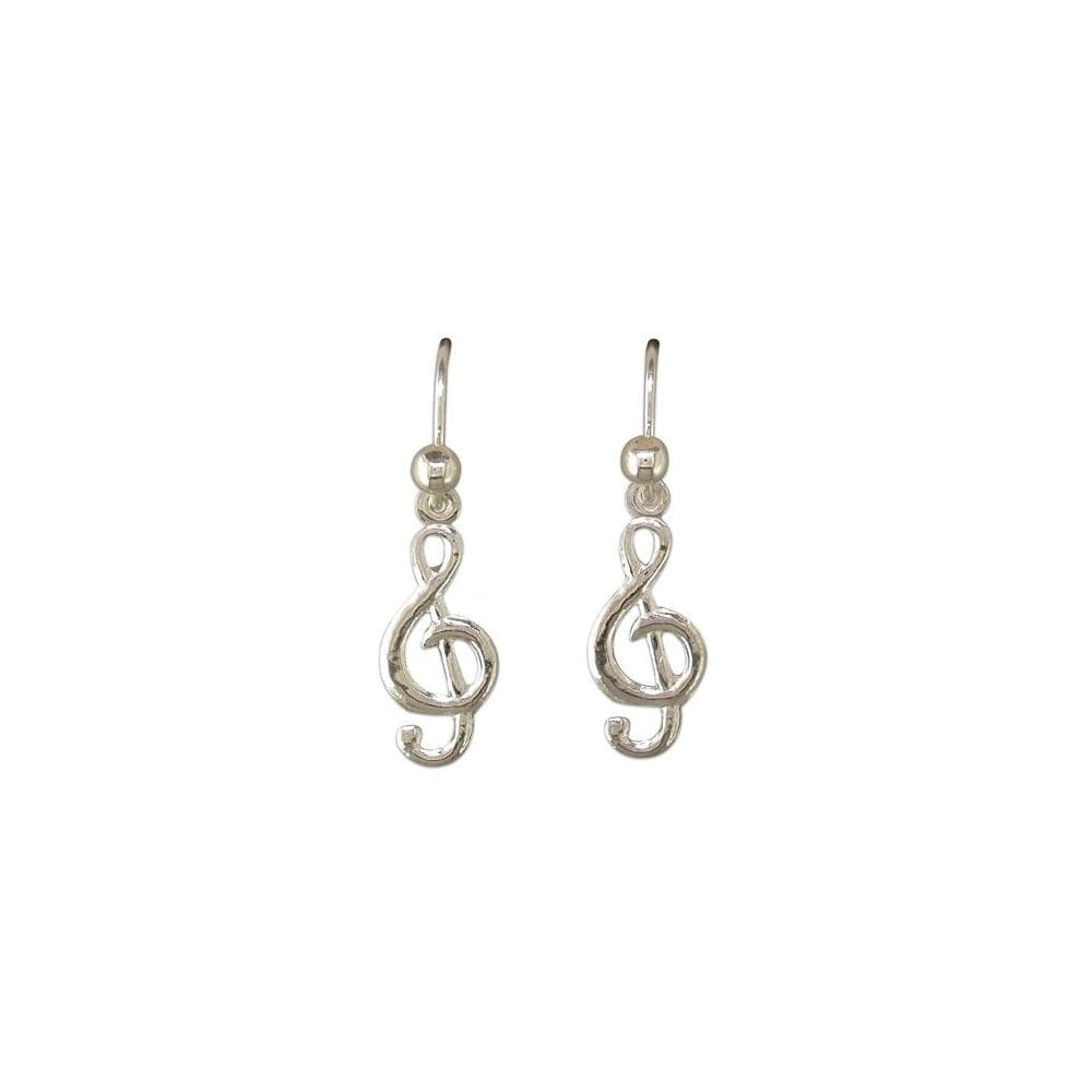 STERLING SILVER TREBLE CLEF DROP EARRINGS