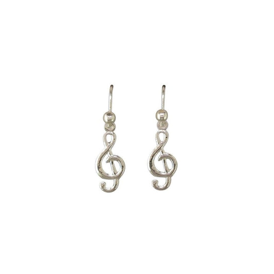 STERLING SILVER TREBLE CLEF DROP EARRINGS