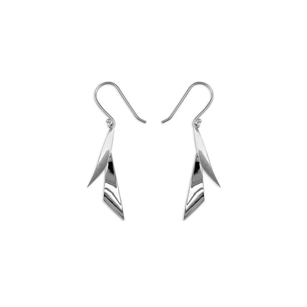 STERLING SILVER TRIANGLE SHAPED DROP EARRINGS
