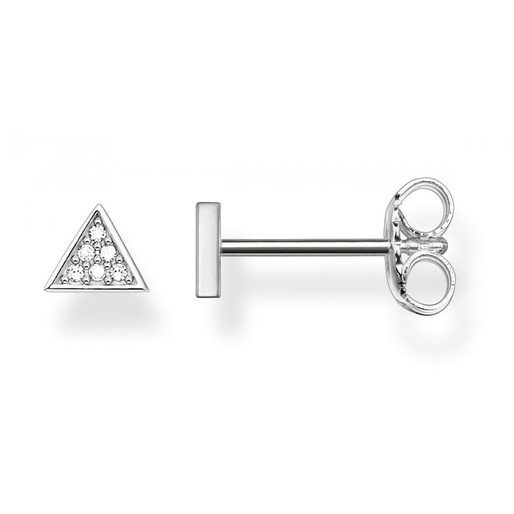 STERLING SILVER TRIANGULAR DIAMOND STUD EARRINGS