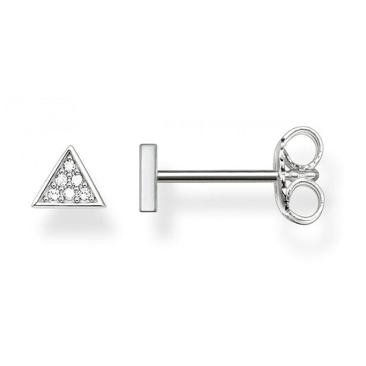 STERLING SILVER TRIANGULAR DIAMOND STUD EARRINGS