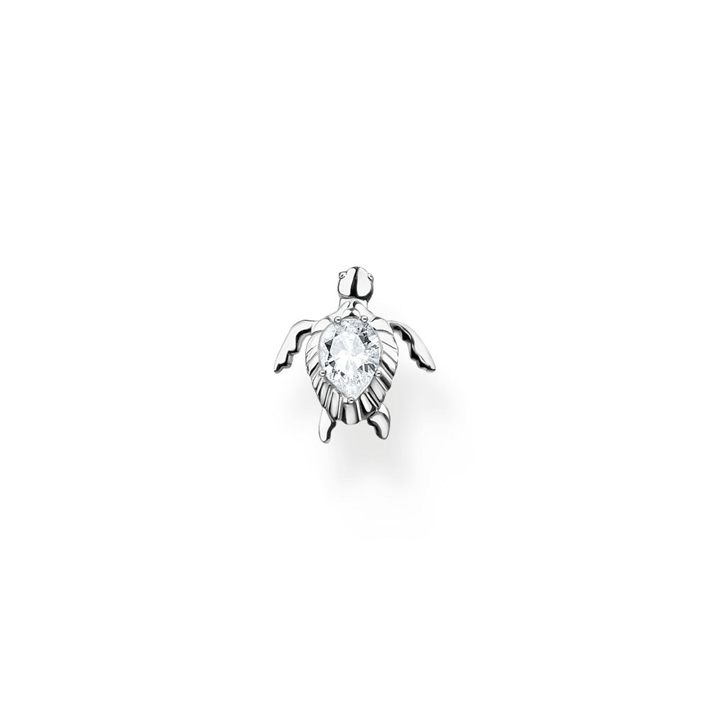 STERLING SILVER TURTLE STUD EARRINGS WITH ZIRCONIA