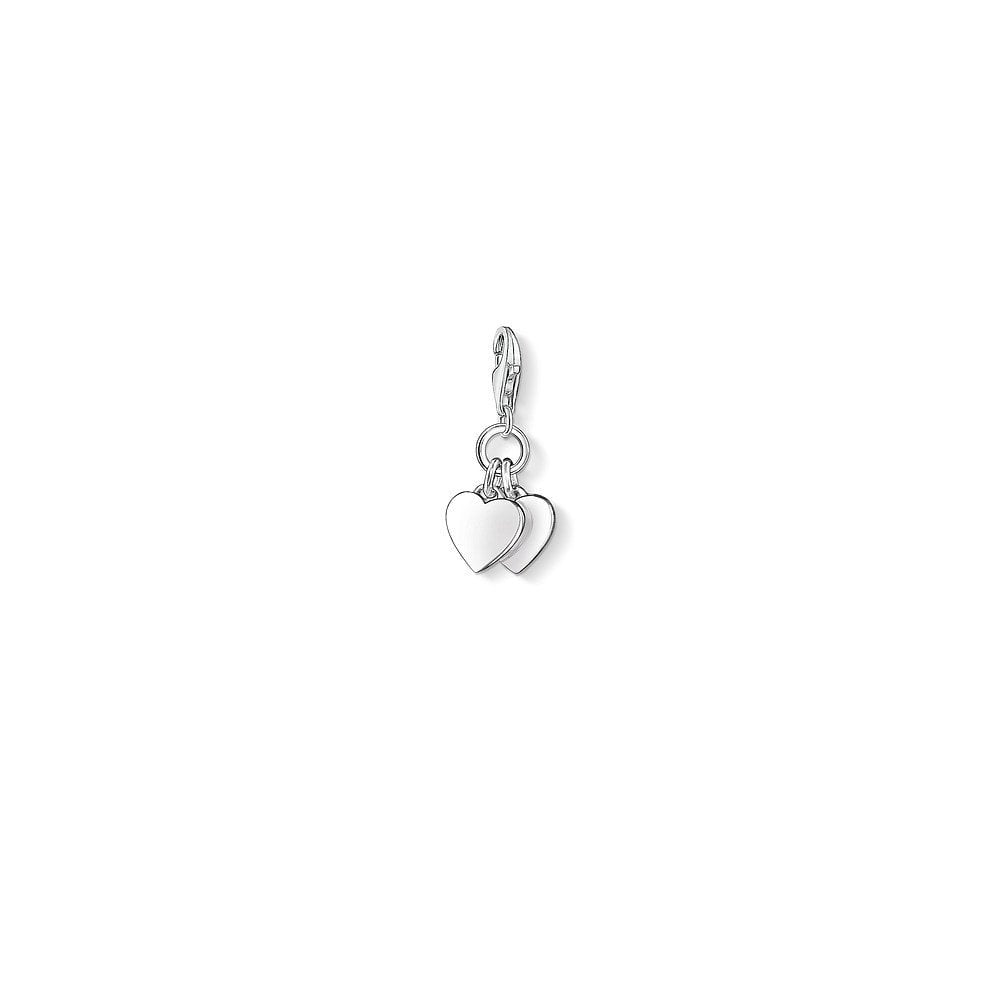 STERLING SILVER TWO HEARTS CHARM PENDANT