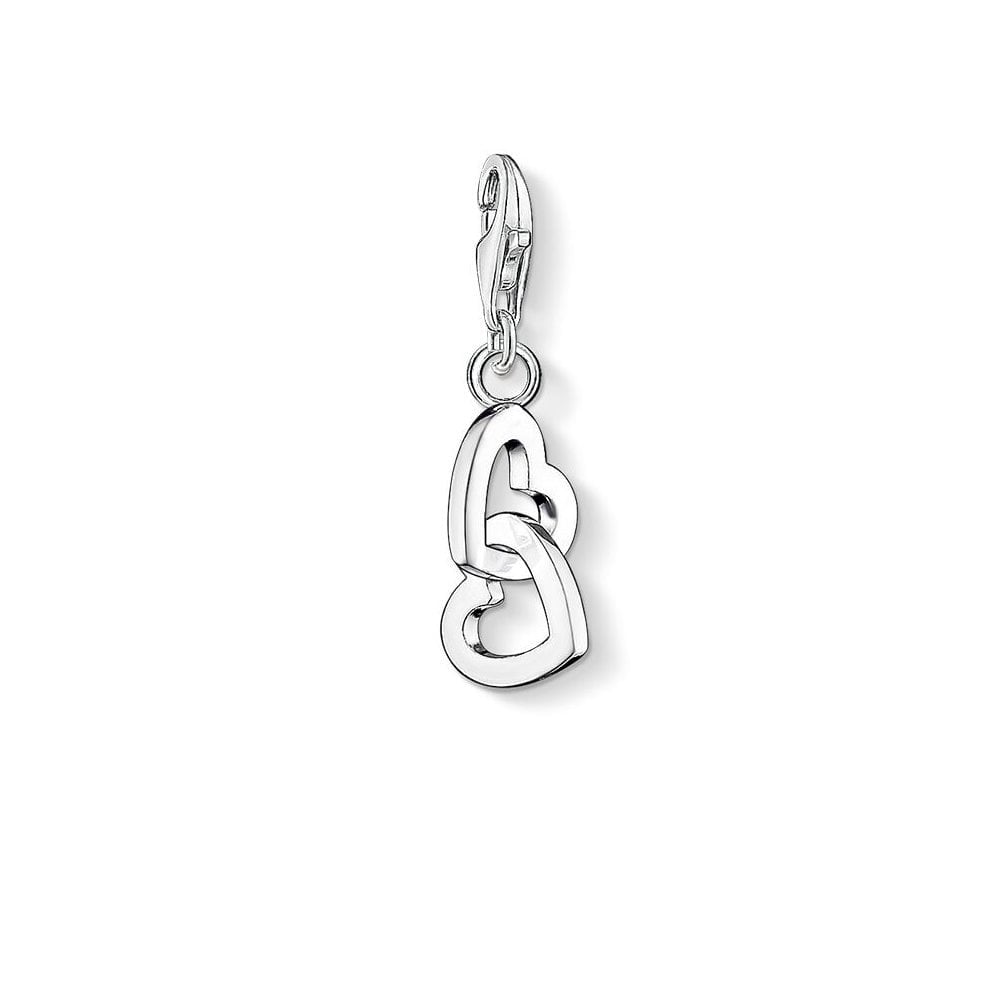 STERLING SILVER TWO INTERTWINED HEARTS CHARM PENDANT