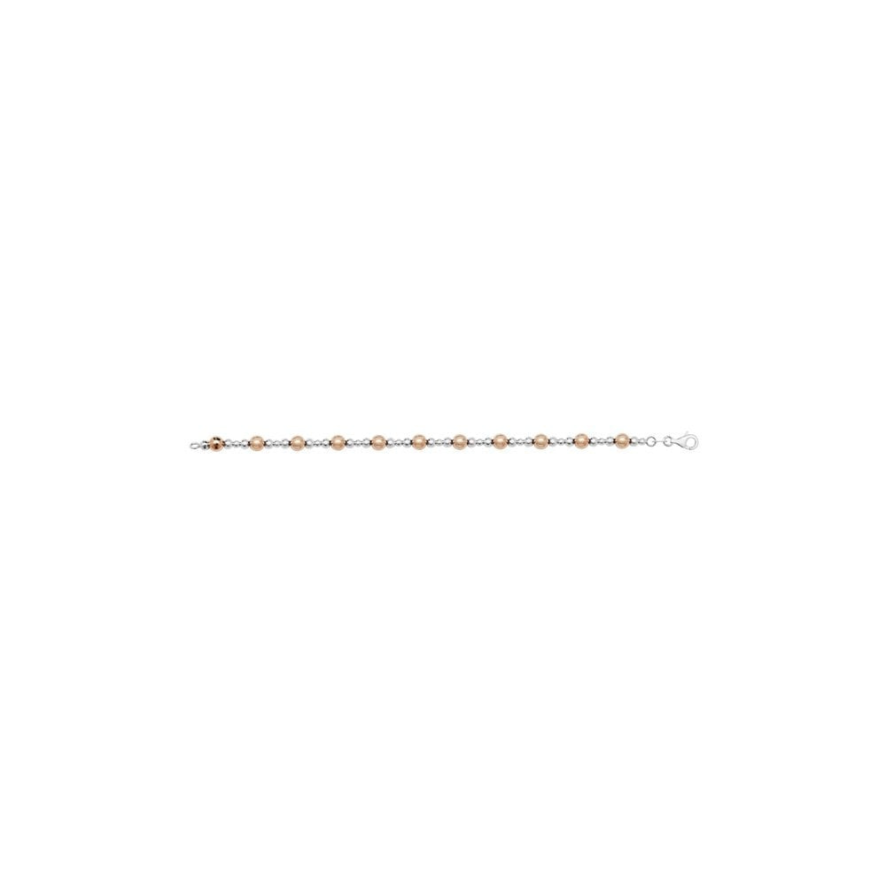 STERLING SILVER TWO TONE BALL CHAIN BRACELET