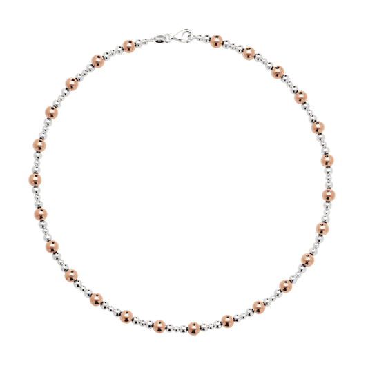 STERLING SILVER TWO TONE BALL CHAIN NECKLACE
