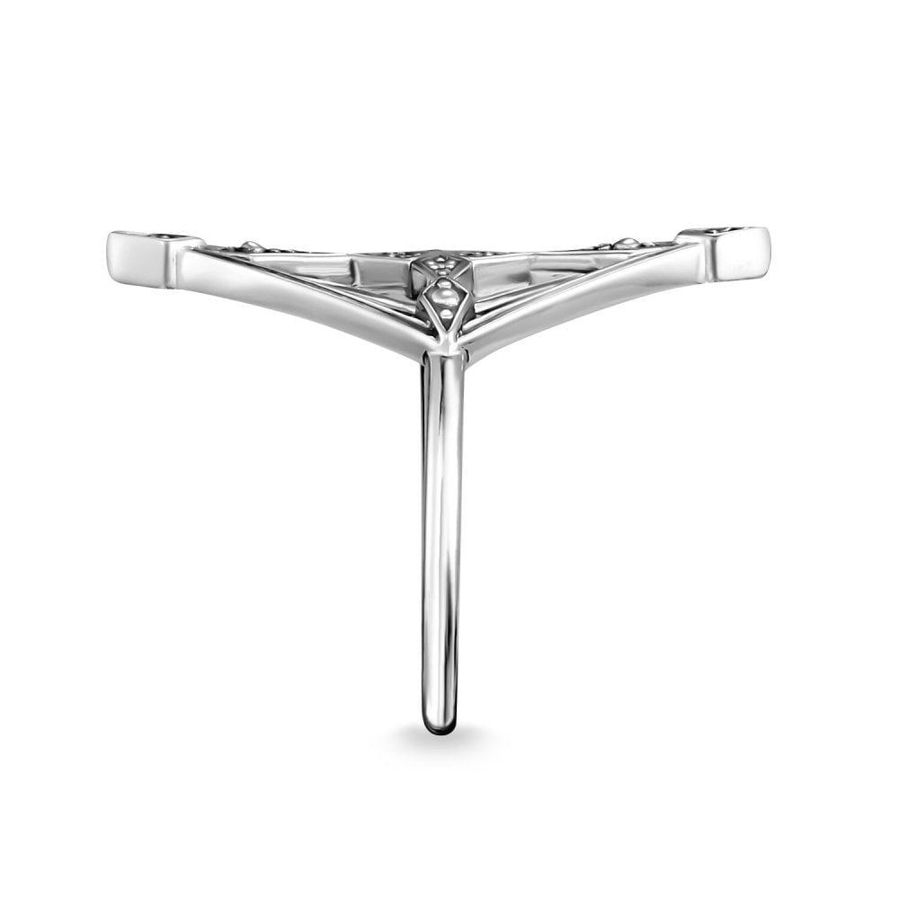 STERLING SILVER VINTAGE CROSS RING WITH DIAMONDS