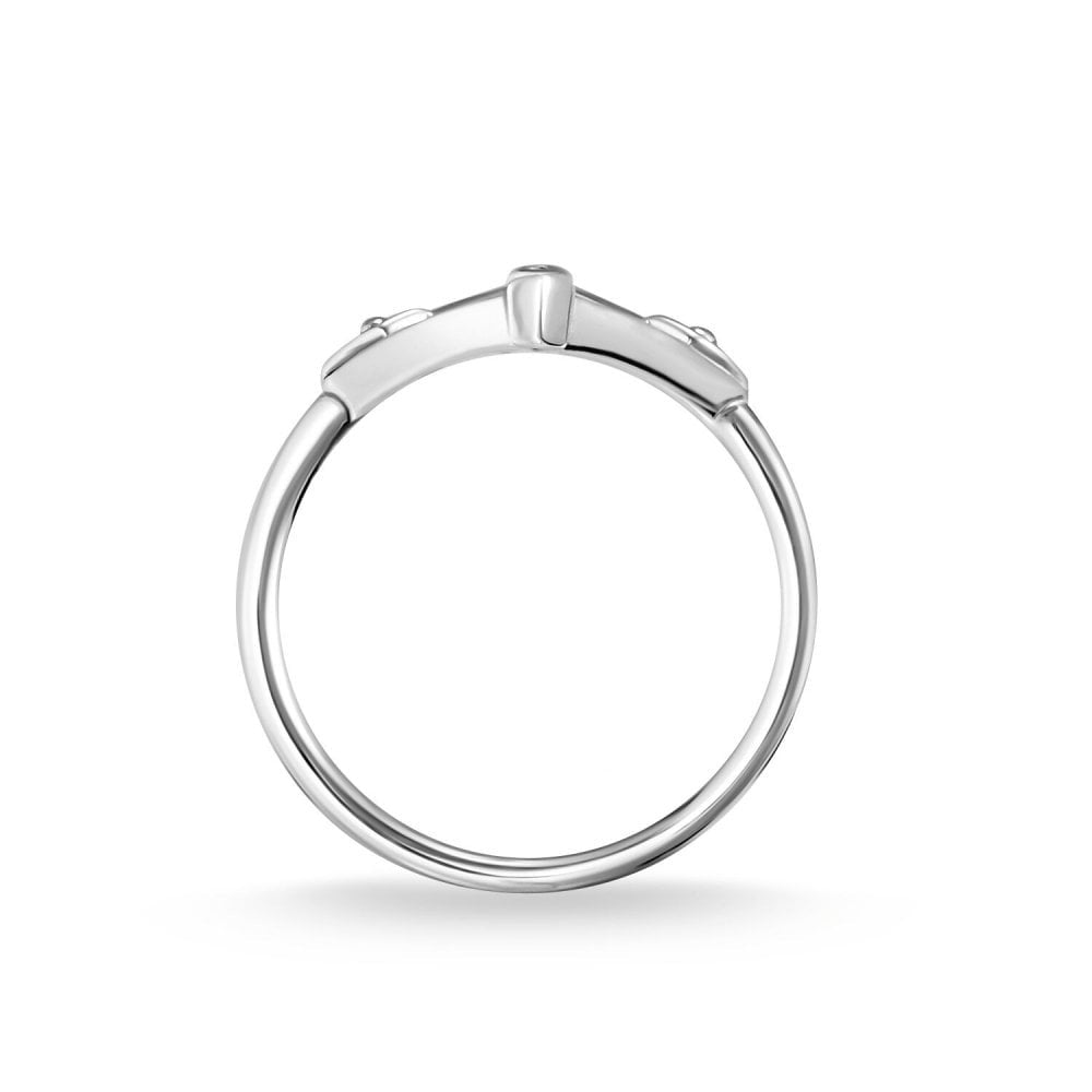 STERLING SILVER VINTAGE CROSS RING WITH DIAMONDS
