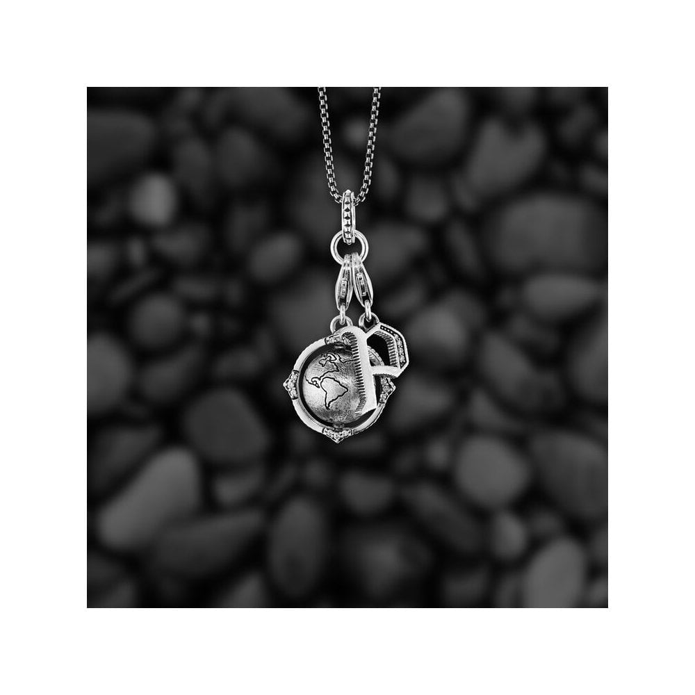 STERLING SILVER VINTAGE STYLE LETTER "P" CHARM PENDANT WITH CUBIC ZIRCONIA