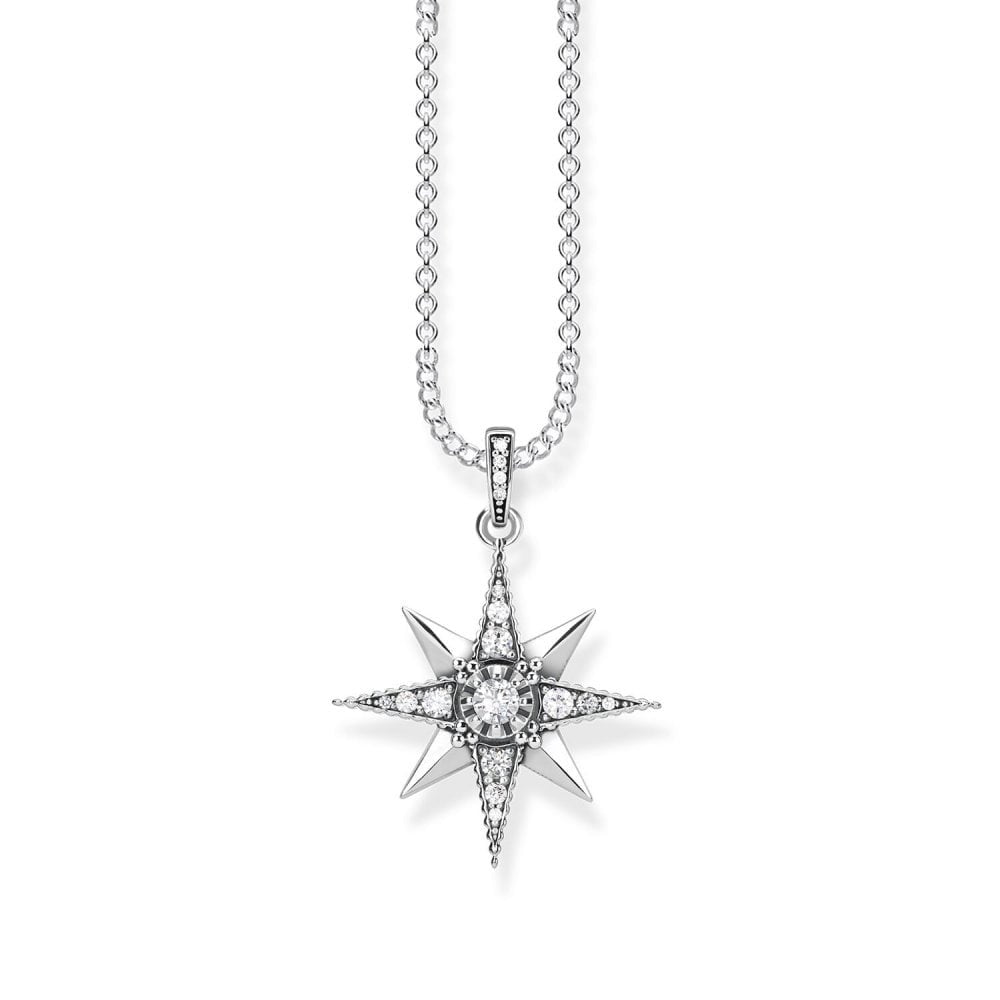 STERLING SILVER VINTAGE STYLE STAR PENDANT WITH ZIRCONIA