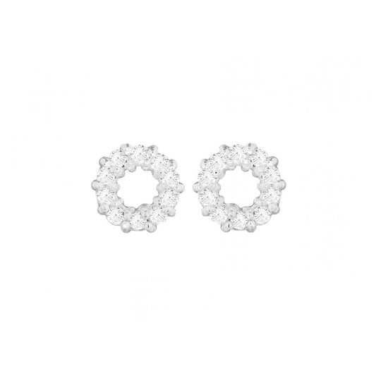 STERLING SILVER WHITE CZ HALO STUD EARRINGS