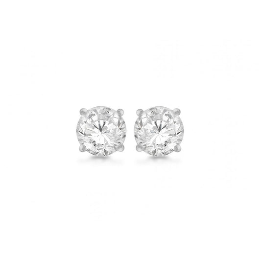 STERLING SILVER WHITE CZ STUD EARRINGS