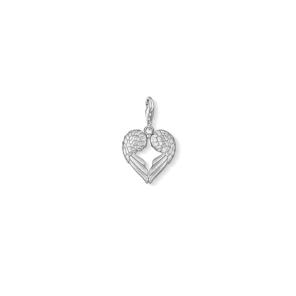 STERLING SILVER WINGED HEART CHARM PENDANT