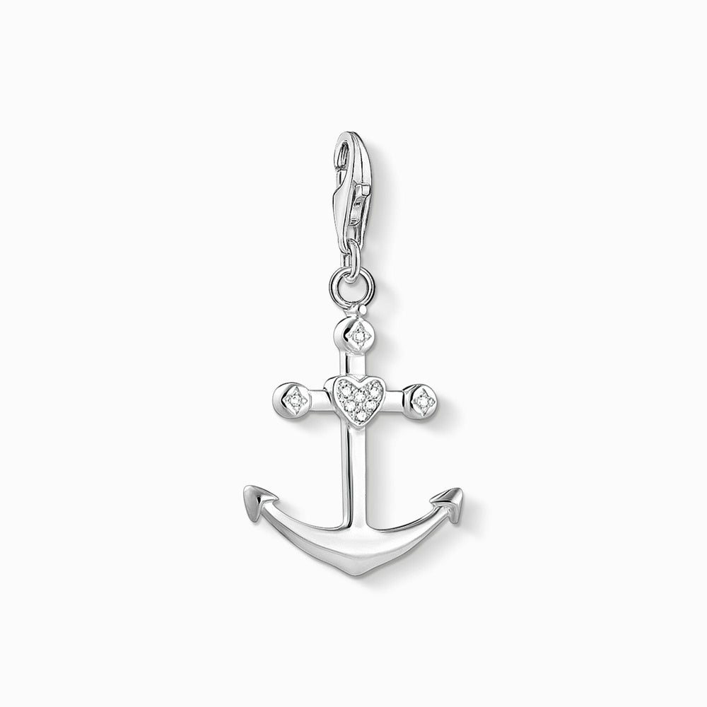 STERLING SILVER ZIRCONIA ANCHOR CHARM PENDANT