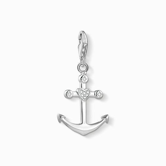 STERLING SILVER ZIRCONIA ANCHOR CHARM PENDANT
