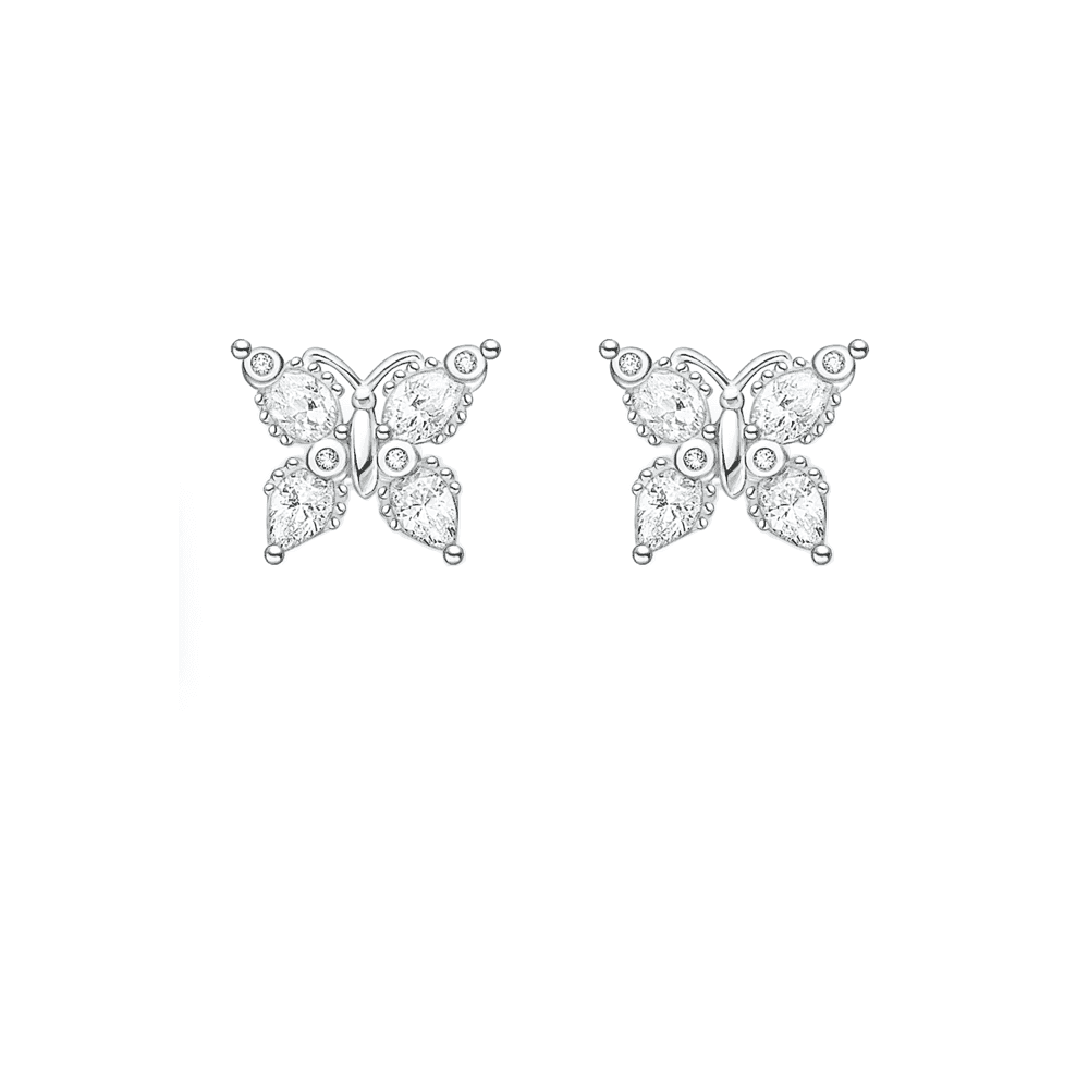 STERLING SILVER ZIRCONIA BUTTERFLY STUD EARRINGS